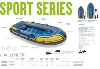 Bateau gonflable INTEX 68367 Challenger 2 pour 2 personnes, 236 x 114 x 41 cm, léger, stable, prêt à la navigation