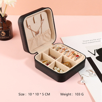 Caja de embalaje de joyería de cuero PU de lujo portátil personalizada para almacenamiento de viaje