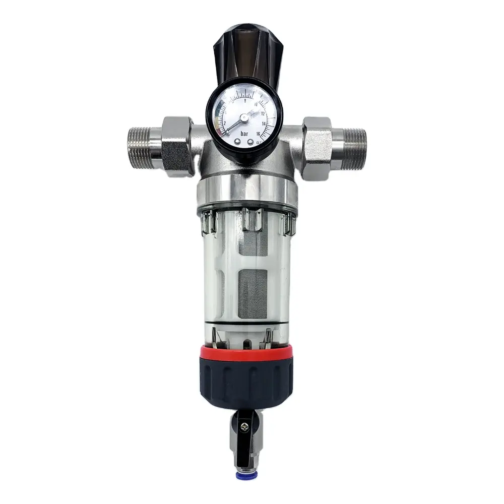 High Quality Pressure Gauge Water Pre Filter Large-Flow Water Purifier Elctroplate Water House Filter