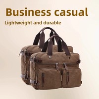 Sac à dos multifonctionnel en toile pour ordinateur portable avec fermeture éclair, grande capacité, résistant à l'usure, pour affaires, portable et à bandoulière