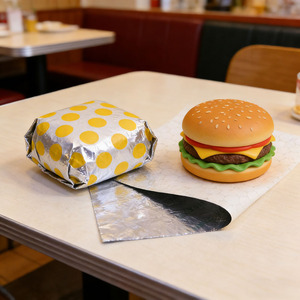 Feuilles <span class=keywords><strong>de</strong></span> papier aluminium alvéolées pour sandwichs, hamburgers, hot-dogs et inserts pour paniers alimentaires - Product Image 3