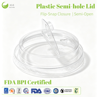 ZFCUP Couvercles semi-ouverts compostables transparents en PLA de 89 mm, 95 mm, 98 mm pour café glacé et boissons à la mousse de lait