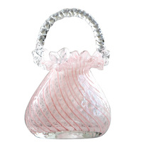 Vase en verre rose avec poignée pulvérisatrice, sac hydroponique, décoration de table pour salon, salle d'exposition, décoration douce, vase en cristal