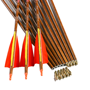 Linkboy 32 pollici 6.2 millimetri <span class=keywords><strong>Spine</strong></span> 300-800 di <span class=keywords><strong>Legno</strong></span> Della Pelle di 4 pollici Turchia Piuma Punto di Campo di Tiro Con L'arco Freccia di Carbonio per le Riprese - Product Image 2