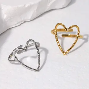 2024 Fashion Building Empty Love Confession Stainless Steel Gold Plated Women's Ring Couple Ring