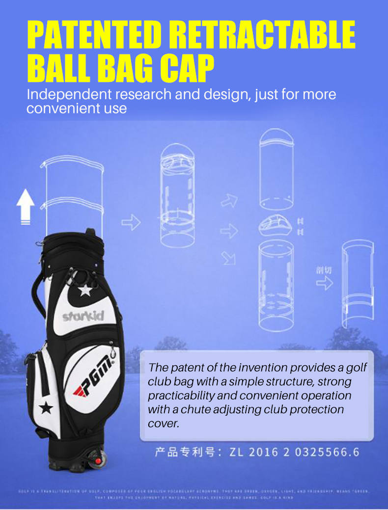 PGM QB089 custom funny pink golf bag waterproof yellow luxury travel