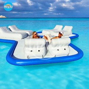 Îlot de salon flottant gonflable personnalisé avec chaises Salon flottant gonflable avec chaises Jouets flottants pour les fêtes aquatiques et les centres de villégiature - Product Image 5