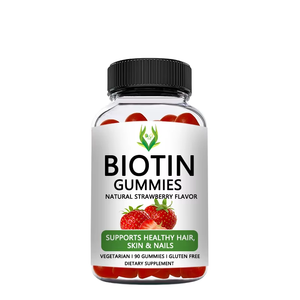 Gomitas de Biotina con Sabor a Fresa, Suplemento Dietético para el Crecimiento del Cabello, la Piel y las Uñas, y para un Cuerpo Saludable en Adultos - Product Image 1