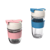 Bouteille d'eau personnalisée en verre alimentaire 500 ml, finition brillante, avec manchon en silicone et paille