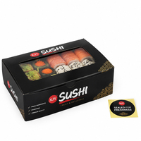 Boîtes d'emballage pour sushis de restauration rapide personnalisées XJY avec laminage mat et revêtement UV, autocollants de scellement durables pour emporter