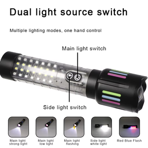Torcia LED Ricaricabile Super Luminosa con Zoom, Luce Laterale SMD, Display di Potenza, Ideale per Campeggio - Product Image 3