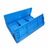 Conteneur pliable en plastique recyclable robuste et durable, empilable avec couvercle, conception solide pour un usage polyvalent