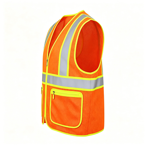 Orange Mesh Adjustable Cart Attendant Safety Vest One Size Fit All Worker Reflective Clothing - Product Image 2