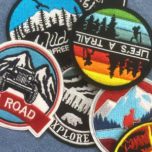 Cross-Border Outdoor Scenery Hiking Adventure Embroidered Camping Patch Customized Colors 2-3IN Size for Clothing <b>Decoration</b> - Product Image 3
