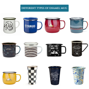 Ensemble de mugs émaillés vintage en acier, métal, fer, imprimés sur mesure, vente en gros de mugs émaillés personnalisés à café par sublimation pour le camping en plein air - Product Image 6