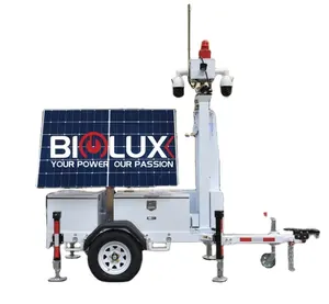 BIGLUXUS標準トレーラー搭載21フィート伸縮マスト、4 ptzカメラモバイル監視トレーラー