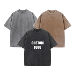 Distressed High-Grade 100% Cotton T-Shirt High Quality Blank Vintage Tshirt Logo Custom Puff <b>Printing</b> Oversized Washed T shirt - Product Image 1