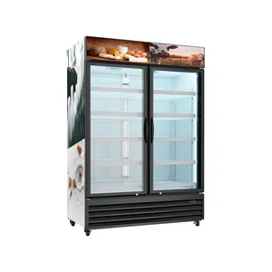 Prepacked Dairy Products Closed Front Chiller Glass Door Fridge Commercial Refrigerator for Mini Mart