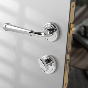 Poignée de serrure de porte de chambre à coucher intérieure moderne en laiton chromé de haute qualité européenne poignées à levier en cuivre pur pour fenêtres de villa - Product Image 6