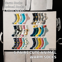 5 paires de chaussettes amusantes à motif de lettres pour femmes, chaussettes thermiques en coton pour dames, hiver, noël, taille unique