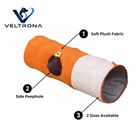 Tunnel pour chat en peluche orange et blanc, pliable, avec ouverture, 2 tailles : 25x80 cm et 25x120 cm