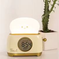 Lampe grille-pain LED personnalisable Réveil à luminosité réglable rechargeable par USB pour chambre à coucher Mini veilleuse à utiliser dans la chambre