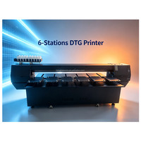 Imprimante DTG à six/quatre têtes d'impression avec prétraitement et encre blanche, machine à vêtements 6 stations 400x550mm pour T-shirts