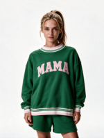 Sweat-shirt personnalisé à col montant pour femme 2026 – Coupe oversize courte pour adolescentes, manches longues amples, mode hiver