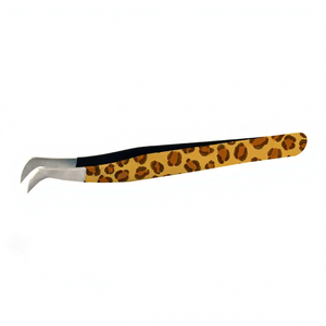 Pince à épiler professionnelle pour extensions de cils, motif léopard, en acier inoxydable, précision pour cils volumineux, usage en salon - Product Image 1