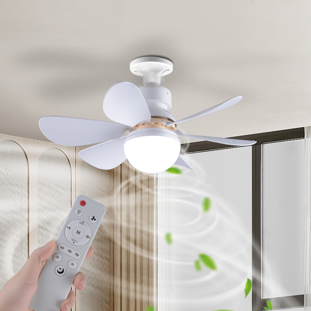 Modern LED Fan Lamp E27 3 Colors Stepless Dimmable 3 Wind Speed Remote Control 30W Removable Fan Blades Ceiling Fan with Light