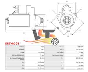 Estni008 מנוע 12v 11t אוטומטי <span class=keywords><strong>starter</strong></span> עבור hitachi td42 עבור ניסן סיור iii/2 <span class=keywords><strong>starter</strong></span> 116085 f0313085 136915 - Product Image 6