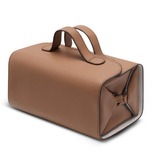 Sac à pinceaux de maquillage pliable en cuir PU, résistant à l'eau, grande pochette de rangement cosmétique portable, organiseur de voyage, étui avec logo personnalisé - Product Image 1