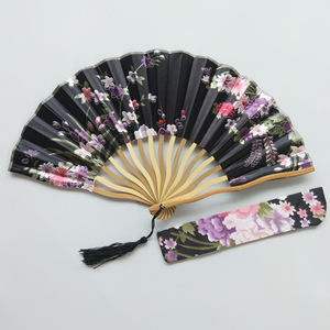 Éventail pliant en satin à motif floral de <span class=keywords><strong>dragon</strong></span>, sac à éventail, os en S, élégant, coloré, violet, pour mariage, anniversaire - Product Image 3