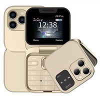 Téléphone portable compact I16 Pro Mini Flip 2G GSM double SIM avec numérotation rapide, radio FM, voix magique, MP3 sans fil, téléphone portable multifonction