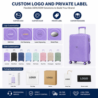 Valise Spinner en PP rigide, violette, ensemble de 3 pièces, serrure à combinaison, texture ondulée, poignée latérale OEM, assortiment de vente au détail