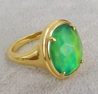 Bague d'humeur ovale facettée personnalisable à changement de couleur lumineux et sensible à la température pour femme, en argent sterling 925
