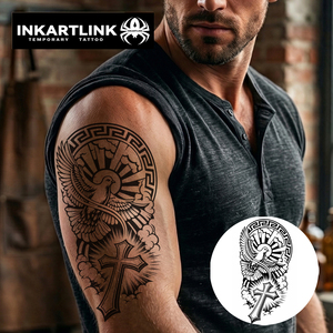 INKARTLINK - Tatuaje Temporal Personalizado <span class=keywords><strong>de</strong></span> Cruz <span class=keywords><strong>de</strong></span> Paloma Sagrada, Resistente al Agua, <span class=keywords><strong>de</strong></span> Larga Duración (1-2 Semanas), Tinta Jagua - Product Image 2