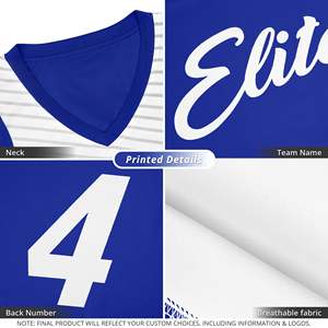 Maillot de basket-ball personnalisé Royal White Chest Slash Patttern Double Side Sports Uniform - Product Image 2