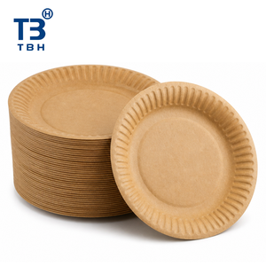 Plato Redondo Biodegradable de Papel Kraft Marrón de 7 Pulgadas, Ecológico, para Comida para Llevar, Food Truck, Buffet, Compatible con OEM y ODM - Product Image 2