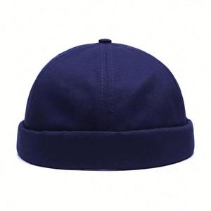 Gorros Docker de Color Puro sin Visera, Gorro de Verano para Hombre y Mujer, Gorro Retro de Algodón con Borde Enrollado - Product Image 1