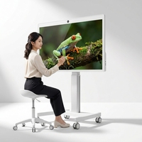 Televisor Inteligente Portátil con Retroiluminación LED Blanca de 32 Pulgadas, Android 15, Pantalla Táctil, Monitor de Pie, Batería de 27000 mAh, 4 Ruedas Giratorias