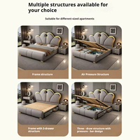 Cadre de lit capitonné de luxe King Size en cuir véritable, plateforme robuste, vente en gros directe usine