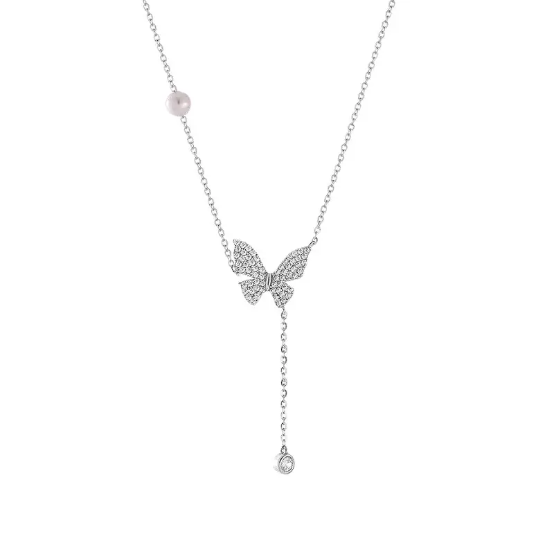 2024 dames diamant petit papillon Niche S925 collier en argent Sterling luxe lumière beau parfum cadeau de fête de mariage