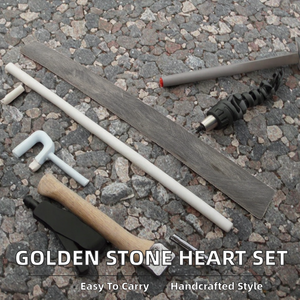 Ensemble de colliers avec pendentif en corne de buffle dorée brute, pendentif en forme de cœur, pendentif en forme de cadenas, pendentif en cristal - Product Image 2