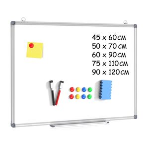 Tableau blanc magnétique double face en aluminium argenté <span class=keywords><strong>pour</strong></span> bureau à domicile, école, à suspendre au mur - Product Image 1