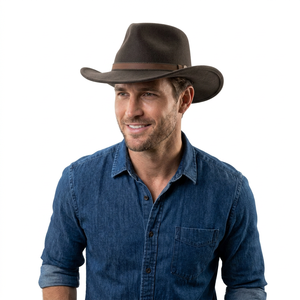 Chapeau de cowboy en cuir véritable pour adultes, écologique, personnalisable avec logo, idéal pour le cyclisme, la plage, les voyages et les activités de plein air – Vente en gros - Product Image 1