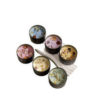 Bougie parfumée en cire de soja naturelle avec fleurs séchées et cristal - Bougie d'aromathérapie en boîte métallique pour la décoration de la maison et les cadeaux de fête
