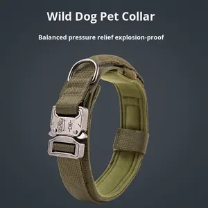 Venta al por mayor nuevo estilo fuerte correa de poliéster Durable al aire libre antideslizante agarre táctico grande perro collares con asas - Product Image 4