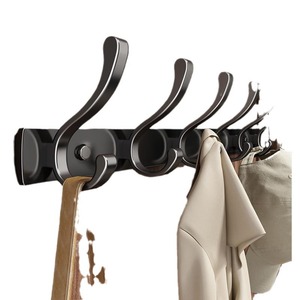 Wall Mounted Coat Rack 5 <b>Hooks</b> Heavy Duty <b>Adhesive</b> Installation Entryway Minimalist Design Gun Grey - Product Image 5