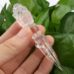 Cristal naturel sculpté à la main de qualité supérieure, cristaux de guérison, sceptre pharaon, Dorje Phurba, amulette - Product Image 4